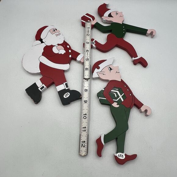 Lot 3 Vtg Wood Elves Santa Christmas Ladder Climber NCE 90s Holiday Replacements - Picture 6 of 7